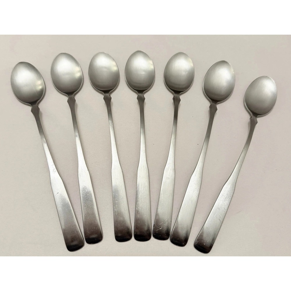 Delco Stainless Steel Japan Concord Spoon Ice Tea Spoons 7" Set 7PC Long VTG MCM